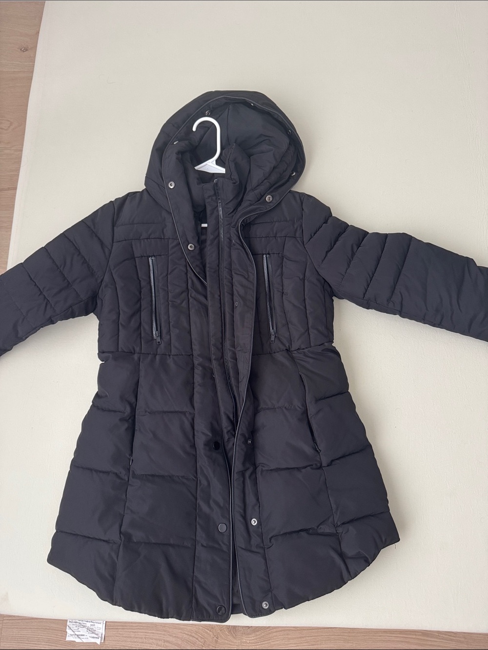 Women's Black Hooded Quilted Long Puffer Coat